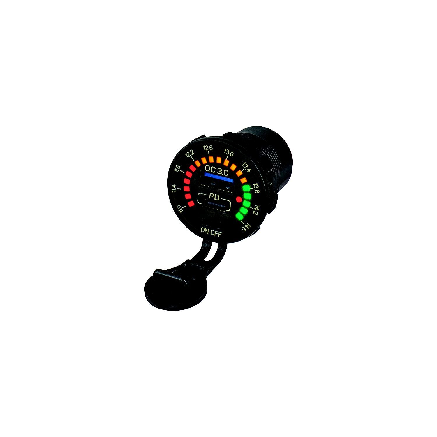 Sea-Dog Line 426519-1 Seadog 4265191 Rainbow Volt Meter w/USB 3.0 & USB-C Power Socket