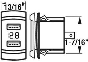 Sea-Dog Line 426527-1 Seadog 4265271 Double USB Rocker Switch Style Voltmeter w/Hidden Display