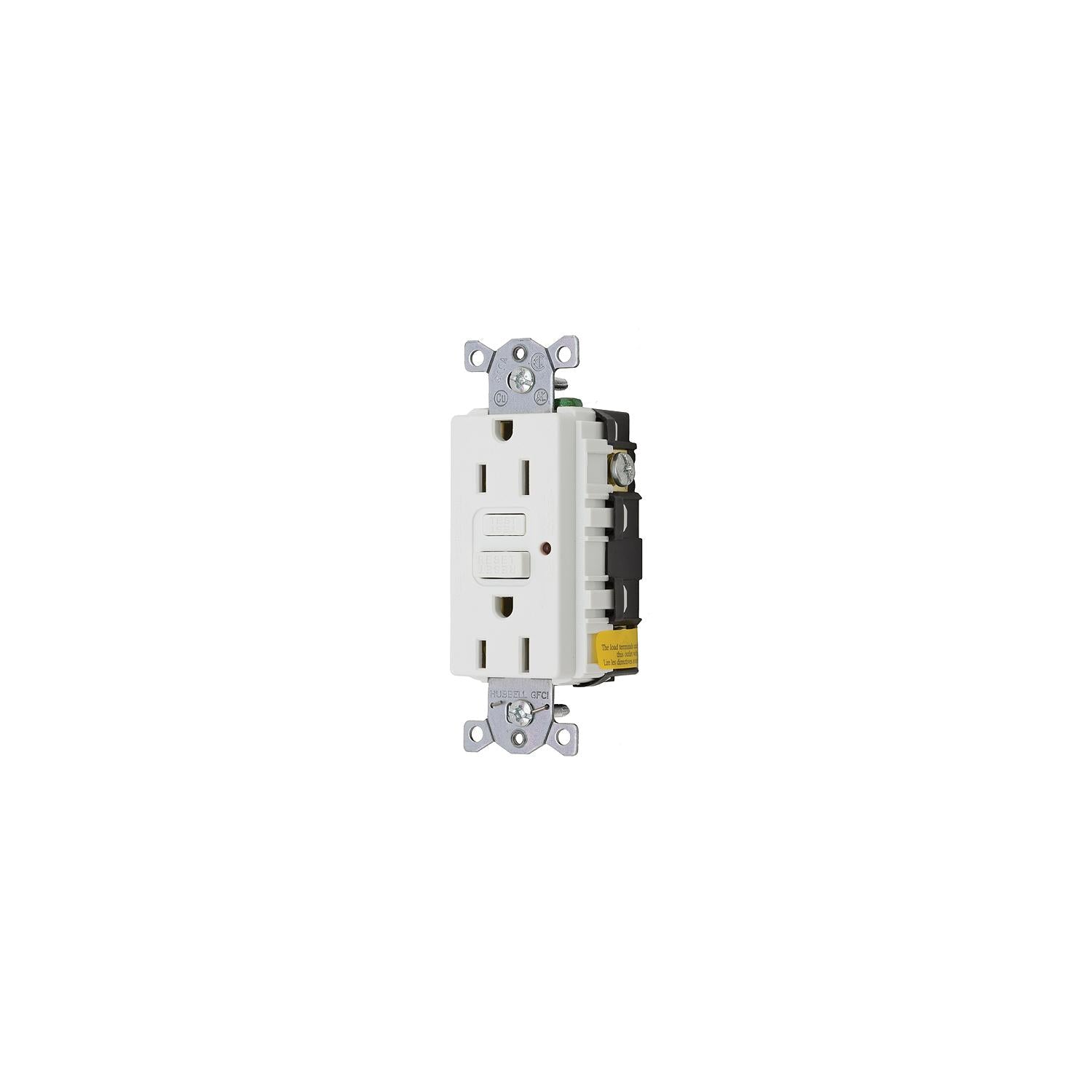 Hubbell GFRST52MW GFCI Duplex Receptacle w/Cover Plate, White