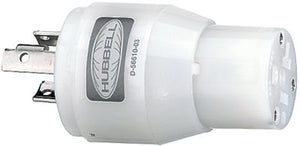 Hubbell HBL21CM29 White 15A/20A 125V Straight Blade Female Plug to 20A Twist Lock Locking Male Adapter