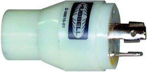 Hubbell HBL31CM29 White 15A/20A 125V Straight Blade Female to 30A Twist Lock Male Adapter