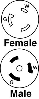 Hubbell HBL61CM55 Yellow Twist Lock Female to Male Adapter