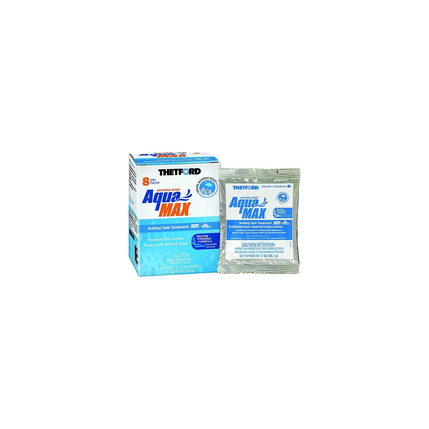 Thetford 96633 AquamaxÂ® Holding Tank Treatment, 8-Pack 2oz Dry Packets, Spring Showers Sent