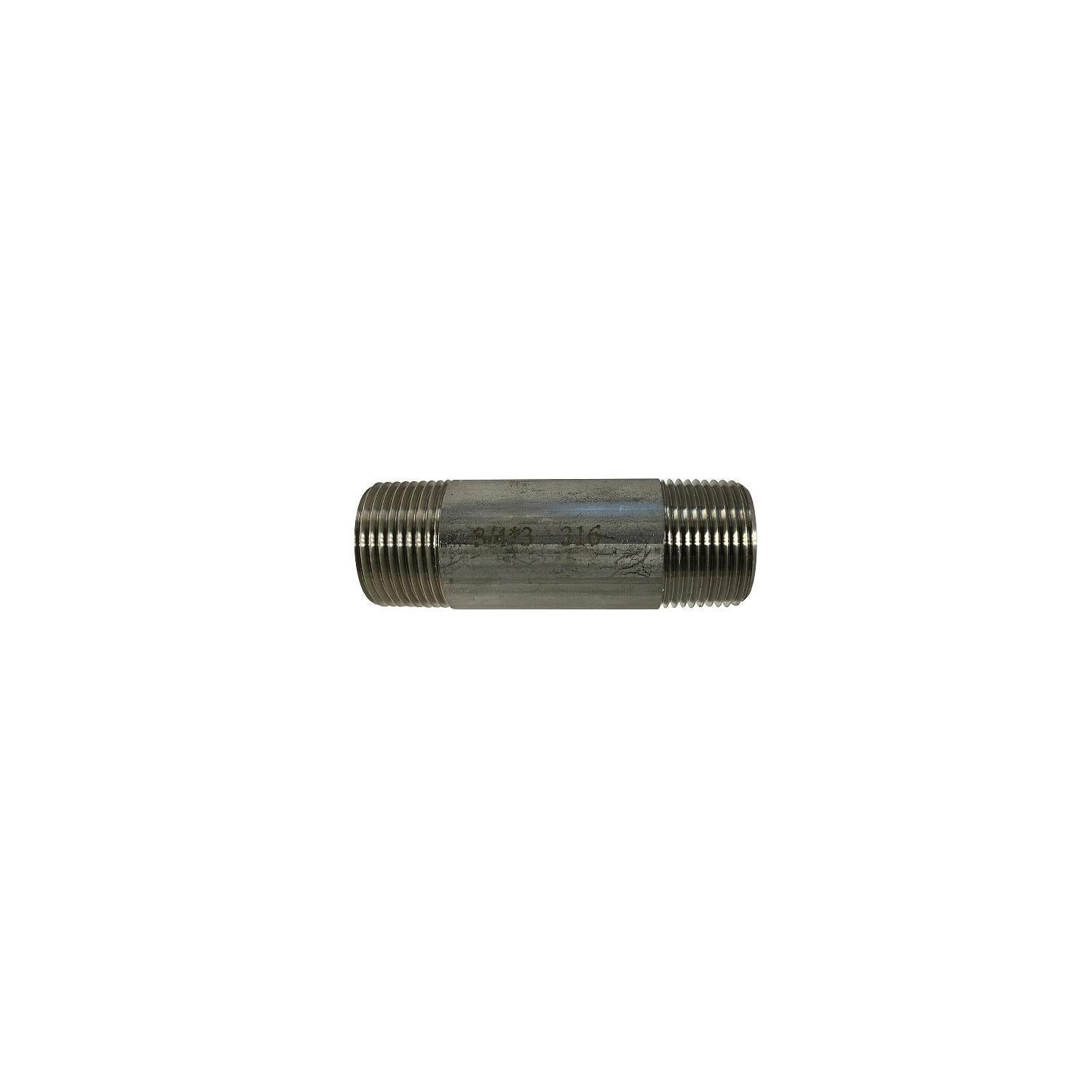 Brass Fittings 70-080 70080 316 Stainless Steel Nipple, 3/4