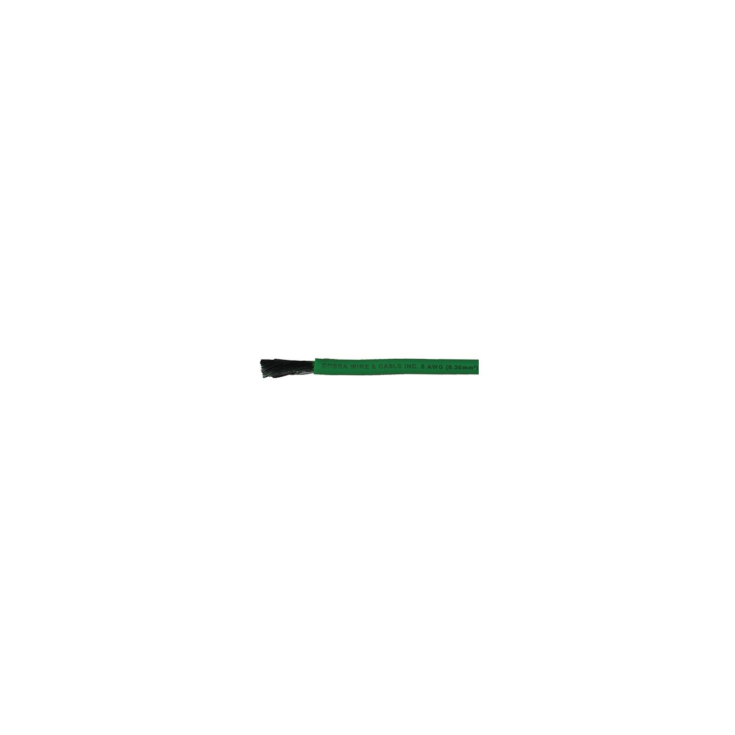 Cobra Wire and Cable A2008T03V100FT A2008T03100FT Tinned Copper Battery Cable, 8 AWG, 100', Green
