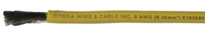 Cobra Wire and Cable A2008T04100FT Tinned Copper Battery Cable, 8 AWG, 100', Yellow