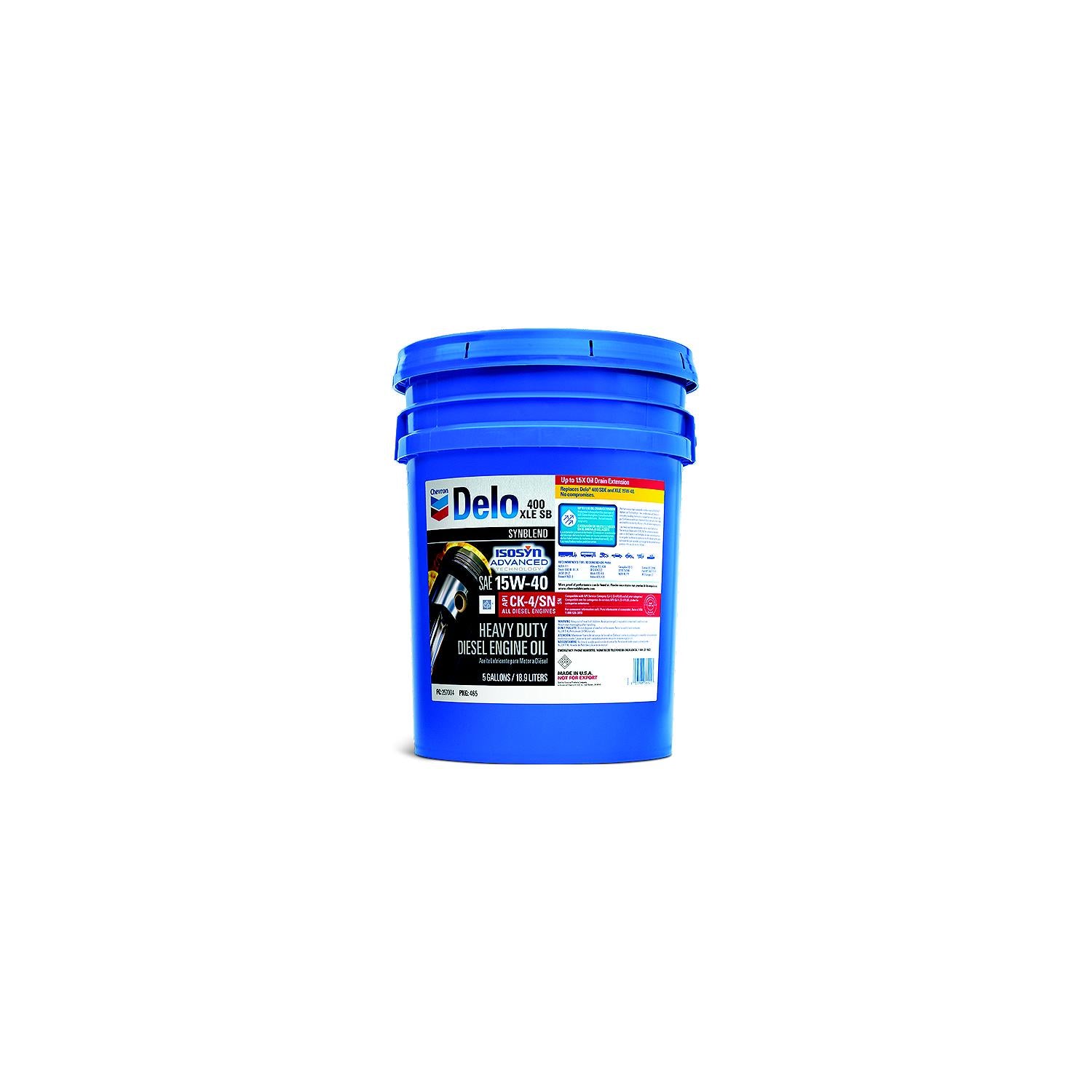 Chevron 257004465 DeloÂ® 400 XLE Synthetic Blend 15W40 Oil, 5 Gal.
