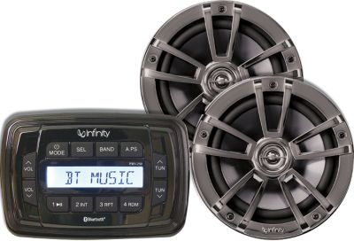 Infinity INFMPK250 AM/FM/USB Bluetooth Multimedia Receiver & 225 Watt 2-Way Marine Waterproof Speakers Stereo Package