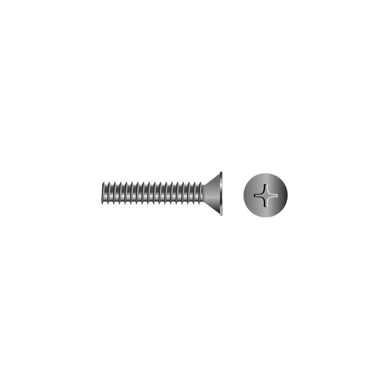 Seachoice MP0782SC Stainless Steel Phillips Machine Screw - Flat Head, 1/4-20 x 2