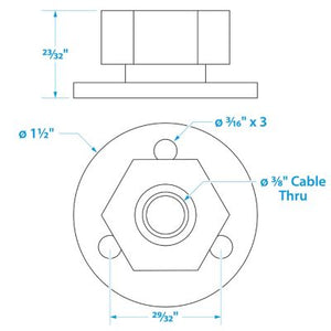 Seachoice 50-10031 10031 Chrome Plated Brass Cable Outlet - 3/8