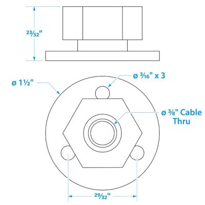Seachoice 50-10031 10031 Chrome Plated Brass Cable Outlet - 3/8