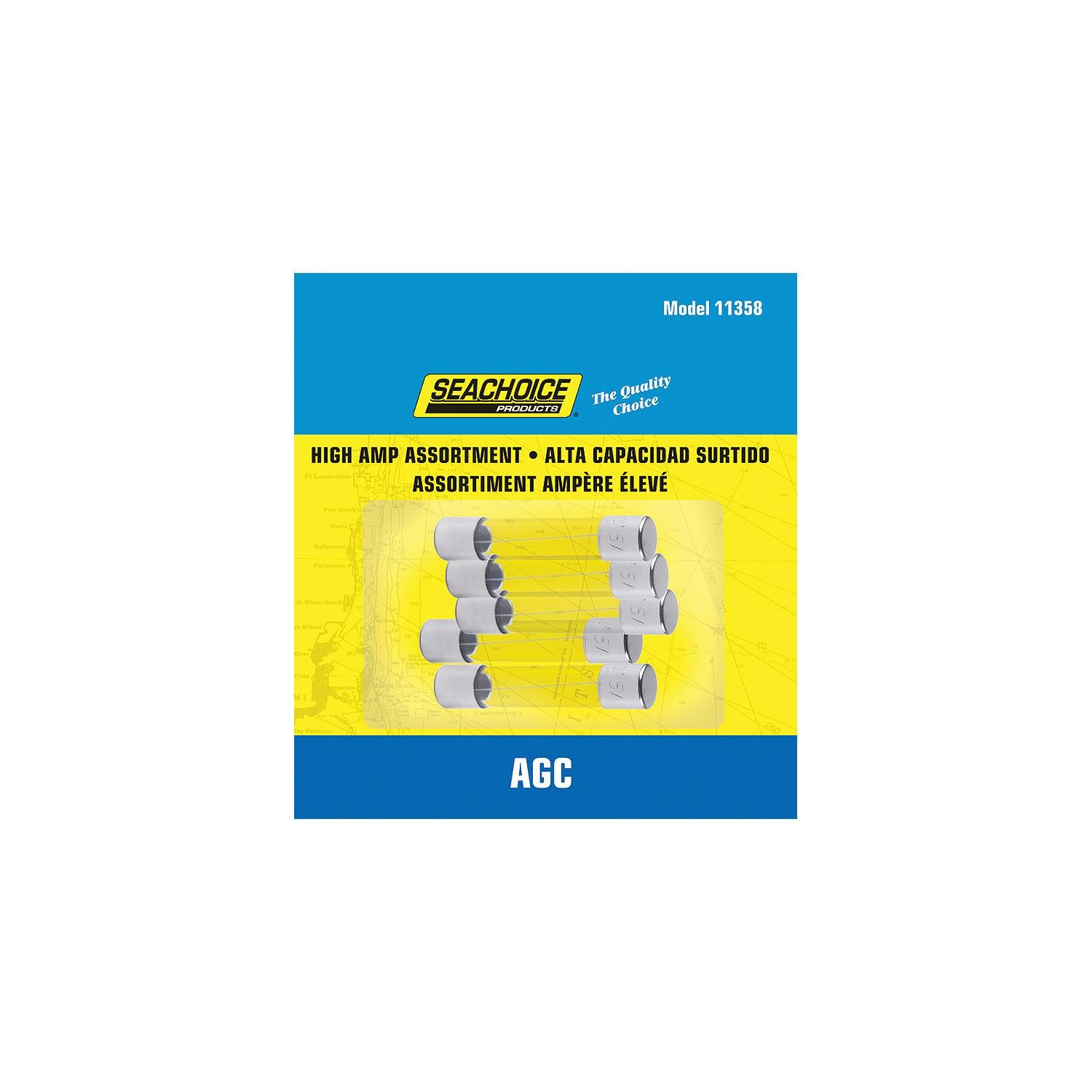 Seachoice SC11358 High Amp AGC Glass Fuse Assortment, 5ea