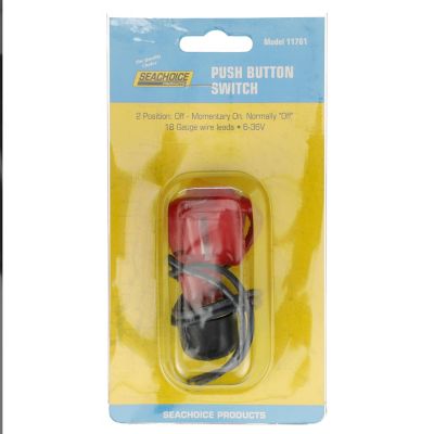 Seachoice 11761 2 Position Push Button Switch With Plasticized Body, Off/Mom. On