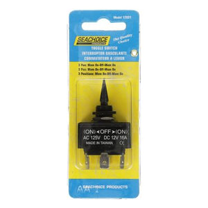 Seachoice 12031 3 Position Toggle Switch, Black Plastic Paddle Mom. On/Off/Mom. On