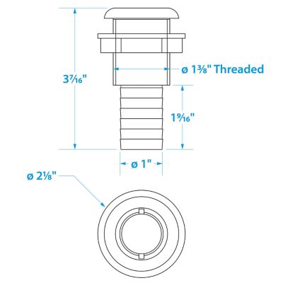 Seachoice 50-18071 Plastic Thru-Hull With Broad Flange