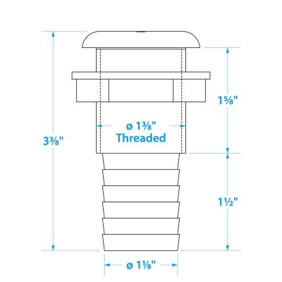 Seachoice 50-18091 Plastic Thru-Hull With Broad Flange