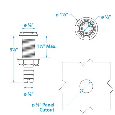 Seachoice 50-18591 18591 Mega-Flow Dripless 316 Stainless Thu Hull, 5/8
