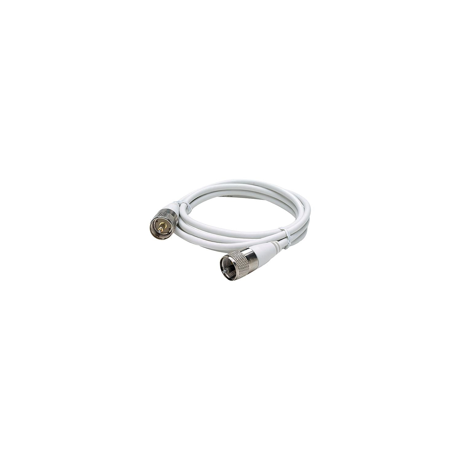 Seachoice 19781 5' RG58U White Coaxial Antenna Cable Assembly, Includes PL259 Fittings on Both Ends