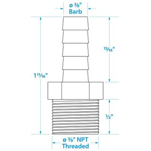 Seachoice 50-20791 Brass Male Hose Barb