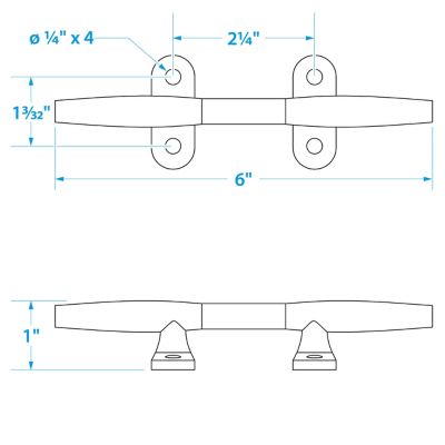 Seachoice 30251 Stainless Steel Hollow Base Cleat