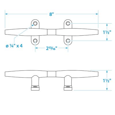 Seachoice 30261 Stainless Steel Hollow Base Cleat