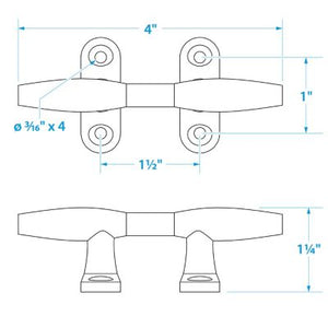 Seachoice 30481 Chrome Plated Zinc Hollow Base Cleat 4