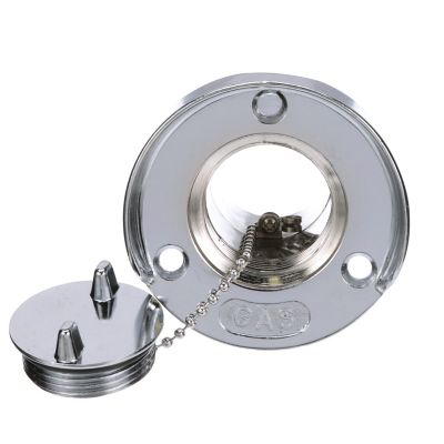 Seachoice 32041 Chrome Plated Zinc Gas Deck Fill With Cap (Beaded Chain Tether) For 1-1/2" Hose
