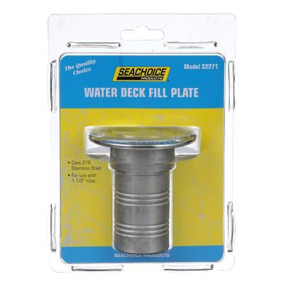Seachoice 32271 Stainless Steel Deck Fill With Cap (Chain Tether) For 1-1/2" Hose