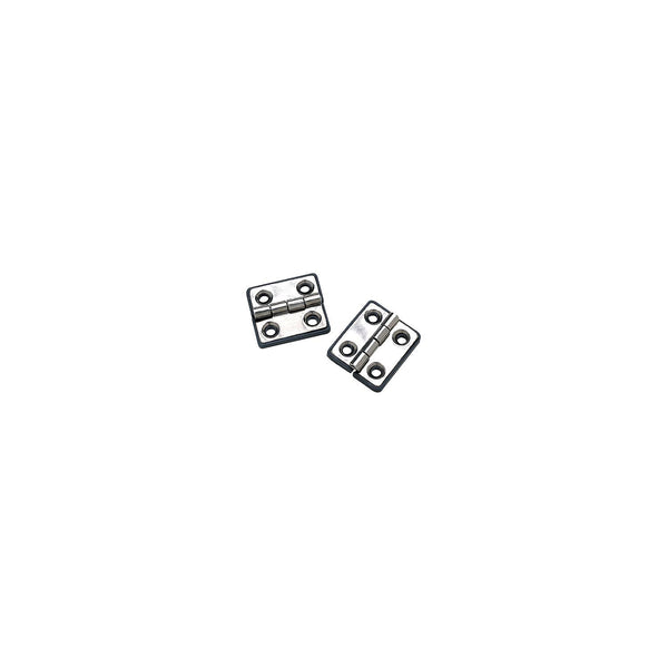 Seachoice 33951 50-33951 (2) 1-5/16" x 1-1/2" Polished Stainless Steel Butt Hinges with Black Nylon Base Plate