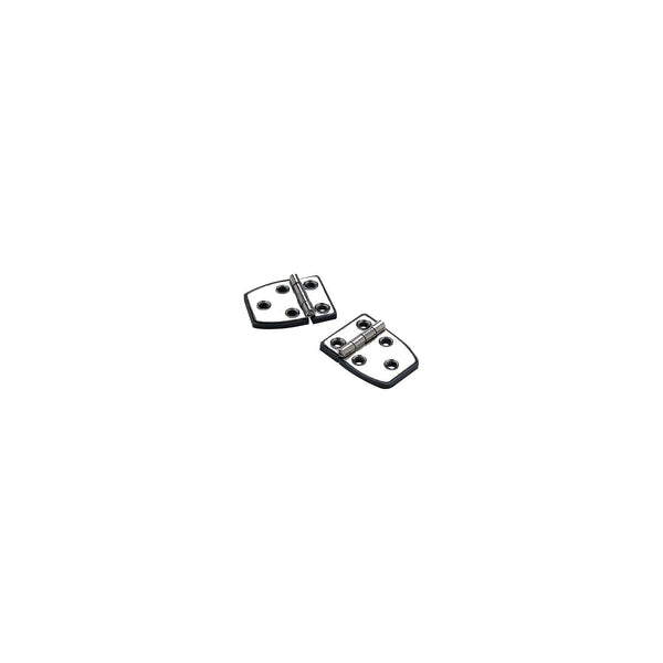 Seachoice 34351 SeaChoice 50-34351 (2) 2-1/4" x 1-1/2" Polished Stainless Steel 3/4" Short Side Hinges with Black Nylon Base Plate
