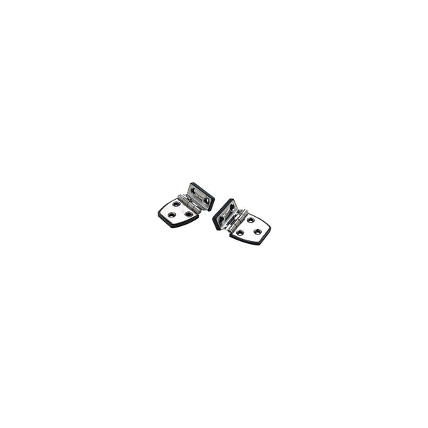 Seachoice 34471 SeaChoice 50-34471 (2) 2-1/4" x 1-1/2" Polished Stainless Steel Offset Short Side Hinges with Black Nylon Base Plate