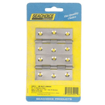 Seachoice 34911 (2) Stainless Steel Fast Pin Type Butt Hinges