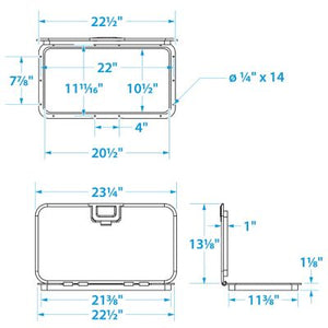 Seachoice 39201 Polypropylene Offshore Hatch - 10-3/8 Inch x 20-1/2 ID White