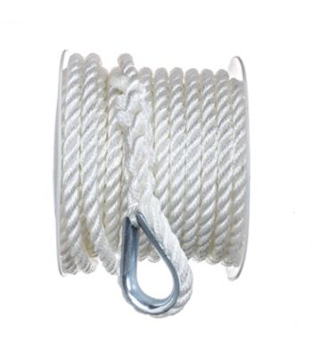 Seachoice 40691 3-Strand Twisted Nylon Anchor Line - White, 3/8
