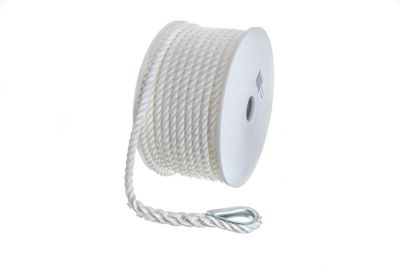 Seachoice 40711 3-Strand Twisted Nylon Anchor Line - White, 3/8" x 100'