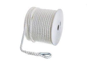 Seachoice 40721 3-Strand Twisted Nylon Anchor Line - White, 3/8