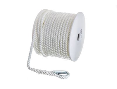 Seachoice 40721 3-Strand Twisted Nylon Anchor Line - White, 3/8" x 150