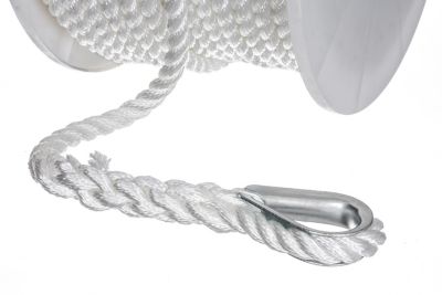 Seachoice 40741 3-Strand Twisted Nylon Anchor Line - White, 1/2" x 150'