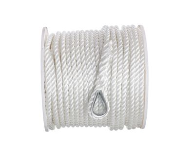 Seachoice 40781 3-Strand Twisted Nylon Anchor Line - White, 1/2