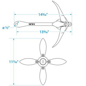 Seachoice 50-41010 41010 Galvanized Folding Grapnel Anchor, 5-1/2 lbs.