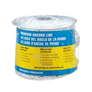 Seachoice 47691 Premium 3-Strand Twisted Nylon Anchor Line White With Blue Tracer, 3/8