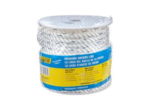 Seachoice 47731 Premium 3-Strand Twisted Nylon Anchor Line White With Blue Tracer, 1/2
