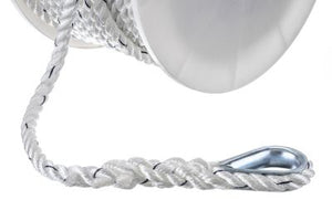 Seachoice 47741 Premium 3-Strand Twisted Nylon Anchor Line White With Blue Tracer, 1/2