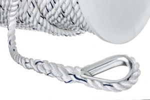 Seachoice 47781 Premium 3-Strand Twisted Nylon Anchor Line White With Blue Tracer, 1/2