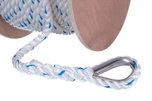 Seachoice 47921 Premium 3-Strand Twisted Nylon Anchor Line White With Blue Tracer, 5/8