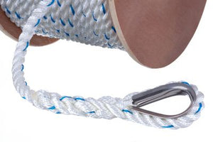 Seachoice 47931 Premium 3-Strand Twisted Nylon Anchor Line White With Blue Tracer, 5/8