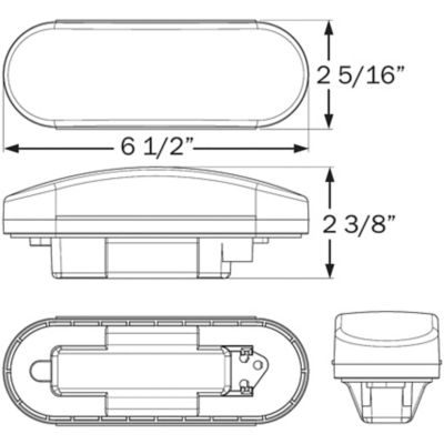 Seachoice ST70RKSCH 52931 3-Function Sealed Oval Flush-Mount Tail Light