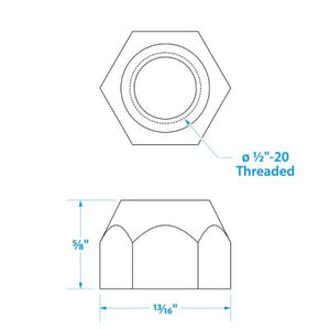 Seachoice 53911 Spare Lug Nuts 1/2-20 (5 Per Pack)