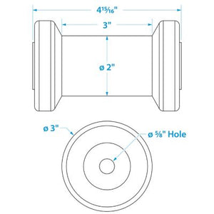 Seachoice 56520 Non-Marking TP Yellow Rubber Spool Roller