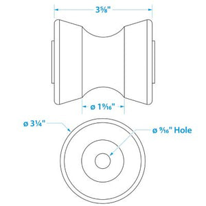 Seachoice 56580 Non-Marking TP Yellow Rubber V-Bow Stop With 1/2